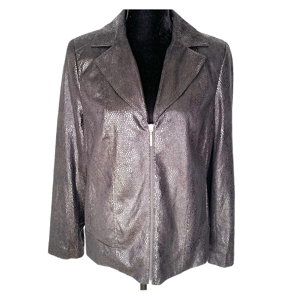 TanJay Soft Faux Snake Skin Zippered Blazer